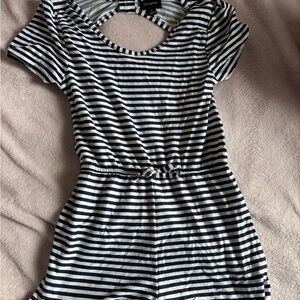 Navy and White Striped Kids One Piece